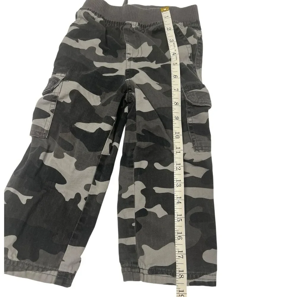 The Childrens Place Black Gray Camo Cargo Pants Toddler 2T Streetwear